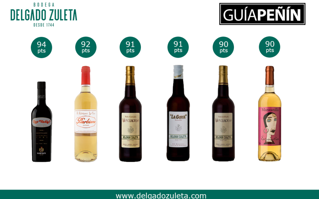 La Guía Peñín valora seis vinos de Delgado Zuleta por encima de los 90 puntos